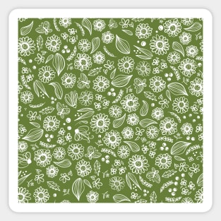 Floral Sketch Green Sticker